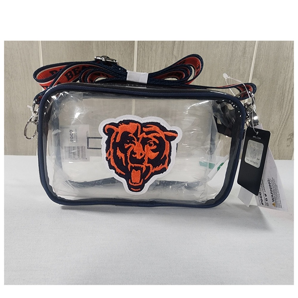 FOCO Chicago Bears Crossbody Bag Unisex OS Clear Stadium PVC Navy Orange NFL NEW